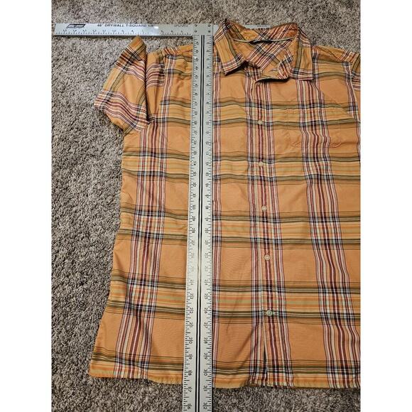 The North Face Mens Button Up Shirt Orange Plaid Short sleeve Large Collared - Picture 4 of 5
